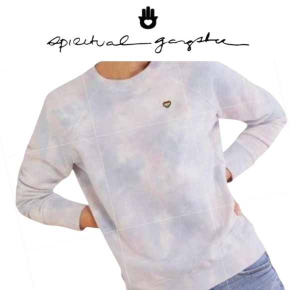 Spiritual GangsterTie Dye Happiness Pastel Crewneck Sweatshirt Women Size M - Picture 1 of 16